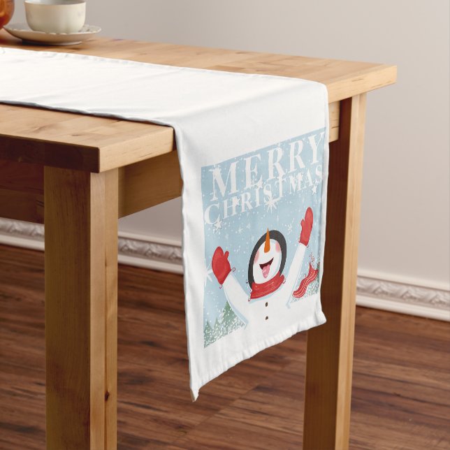 Merry Chiristmas Happy Snowman Long Table Runner (In Situ)