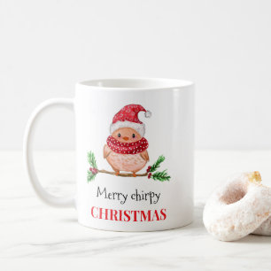 Merry chirpy Christmas bird magnetic card Coffee Mug