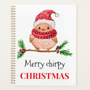 Merry chirpy Christmas bird magnetic card Planner