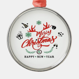 Merry Chirstmas Happy New Year Metal Ornament
