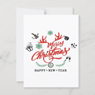 Merry Chirstmas Happy New Year Postcard