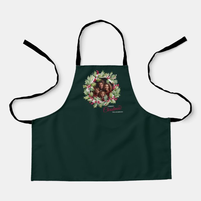 Merry Chistmas Editable Photo Family Apron (Front)