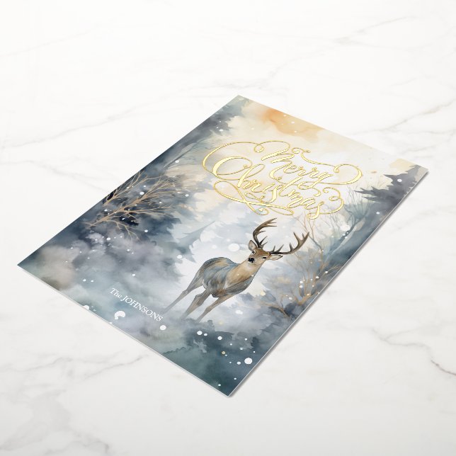 Merry Chistmas Foil Holiday Card (Rotated)