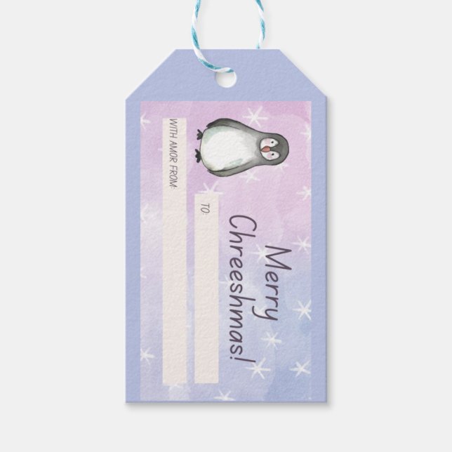 Merry Chreeshmas Penguin Gift Tags (Front)