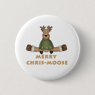Merry Chris-Moose 6 Cm Round Badge