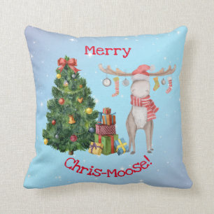 Merry Chris-Moose and Polar Bear Happy New Year Cushion