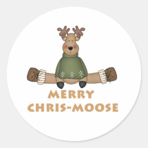 Merry Chris-Moose Classic Round Sticker