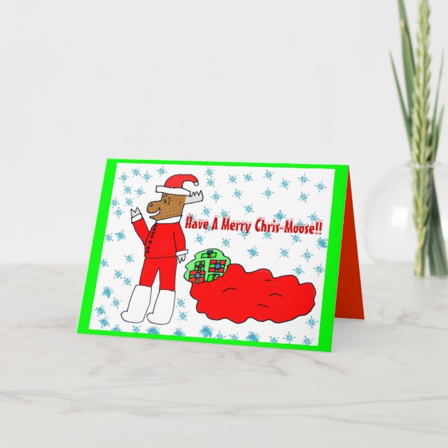 Merry Chris-Moose Greeting Card (Front)