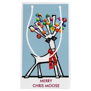 Merry Chris Moose Small Gift Bag
