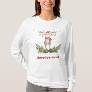 Merry Chris-Moose With Stockings On His Antlers T-Shirt