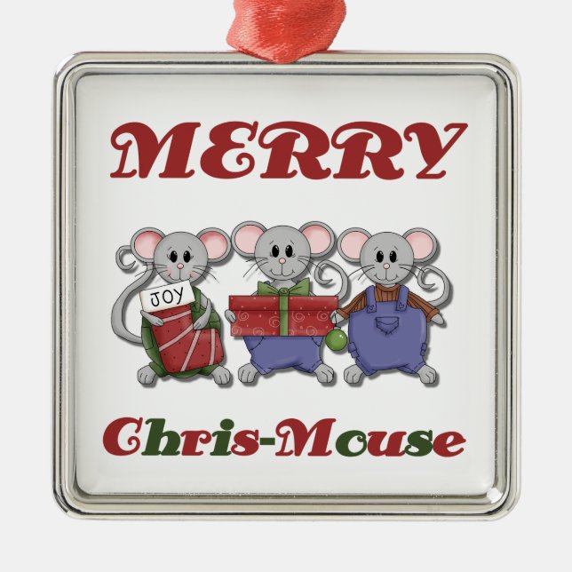 Merry Chris-Mouse Keepsake Ornament (Front)