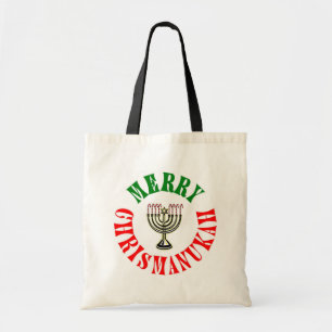 Merry Chrismanukah- Christmas Chanukah Menorah Tote Bag