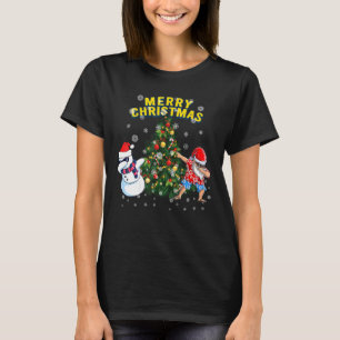 Merry Chrismas Dabbing Santa Tree Snowman T-Shirt