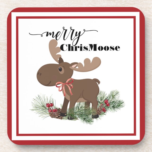 Merry ChrisMoose Coaster (Front)