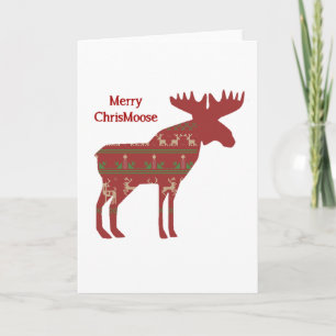 Merry ChrisMoose Funny Christmas Moose Animal Art Holiday Card