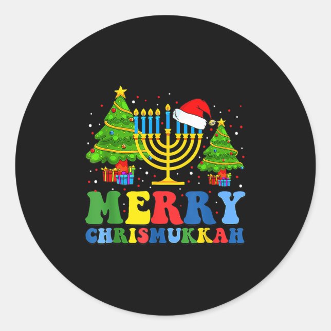 Merry Chrismukkah 2024 Happy Hanukkah Christmas Sa Classic Round Sticker (Front)