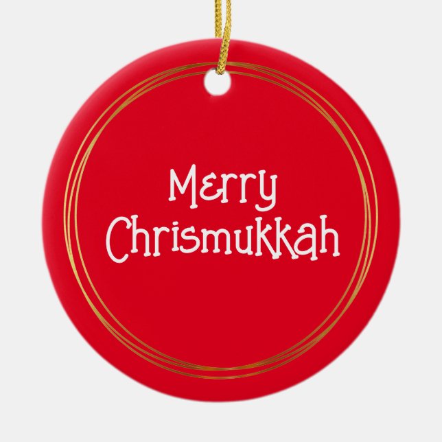 Merry Chrismukkah and Happy H"oy"lidays Ornament (Front)