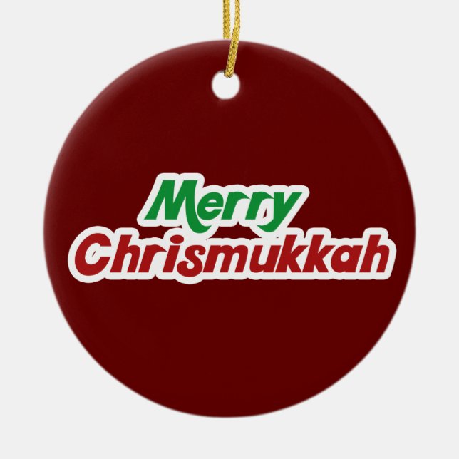 Merry Chrismukkah Ceramic Tree Decoration (Front)