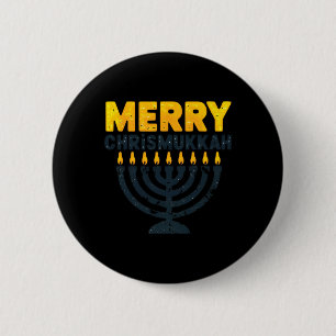 Merry Chrismukkah Christmas Hanukkah Chanukiah Gif 6 Cm Round Badge
