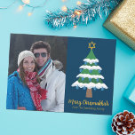 Merry Chrismukkah Cute Hanukkah Christmas Photo Holiday Card<br><div class="desc">This cute Merry Chrismukkah family photo card features a green Christmas tree decorated with blue dreidel ornaments and a gold Jewish Star of David at the top for Hanukkah to combine the 2 holidays for a family that celebrates both.</div>