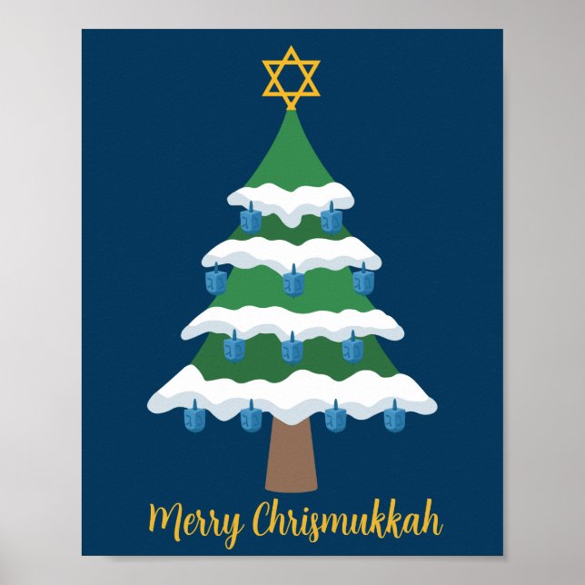 Merry Chrismukkah Cute Hanukkah Christmas Poster (Front)