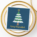 Merry Chrismukkah Cute Hanukkah Christmas Tree Napkin<br><div class="desc">This cute Merry Chrismukkah party paper plate features a green Christmas tree decorated with blue dreidel ornaments and a gold Jewish Star of David at the top for Hanukkah to combine the 2 holidays for a family that celebrates both.</div>