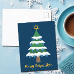 Merry Chrismukkah Cute Hanukkah Christmas Tree Postcard<br><div class="desc">This cute Merry Chrismukkah postcard features a green Christmas tree decorated with blue dreidel ornaments and a gold Jewish Star of David at the top for Hanukkah to combine the 2 holidays for a family that celebrates both.</div>