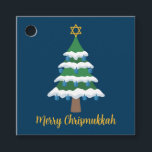 Merry Chrismukkah Cute Hanukkah Tree Party Favour Tags<br><div class="desc">This cute Merry Chrismukkah party favour tag features a green Christmas tree decorated with blue dreidel ornaments and a gold Jewish Star of David at the top for Hanukkah to combine the 2 holidays for a family that celebrates both.</div>