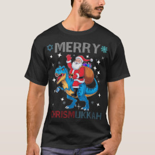 Merry Chrismukkah Dinosaure Christmas And Hanukkah T-Shirt