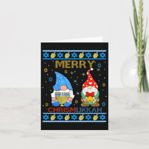 Merry Chrismukkah Funny Gnomes Christmas And Hanuk Card