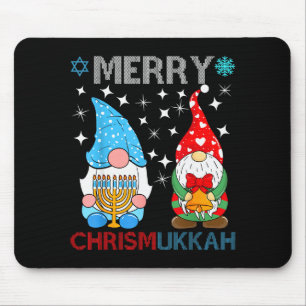 Merry Chrismukkah Funny Gnomes Christmas And Hanuk Mouse Pad
