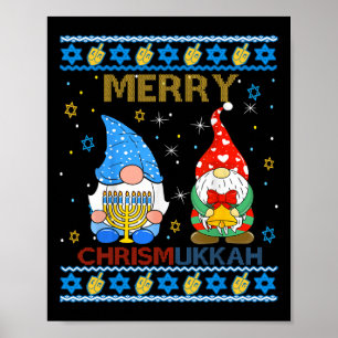 Merry Chrismukkah Funny Gnomes Christmas And Hanuk Poster