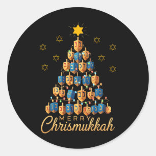 Merry Chrismukkah Happy Chanukkah Dreidel Christma Classic Round Sticker