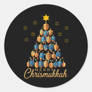Merry Chrismukkah Happy Chanukkah Dreidel Christma Classic Round Sticker