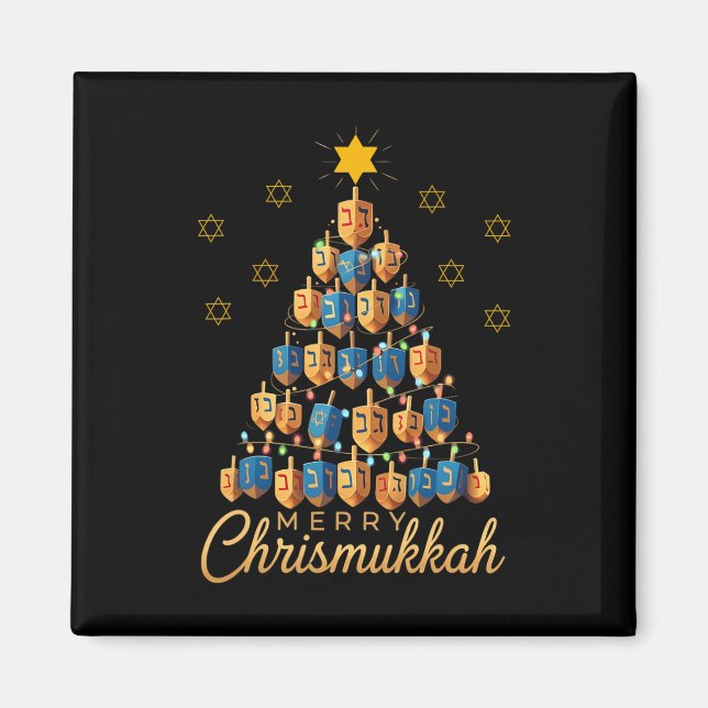 Merry Chrismukkah Happy Chanukkah Dreidel Christma Magnet (Front)