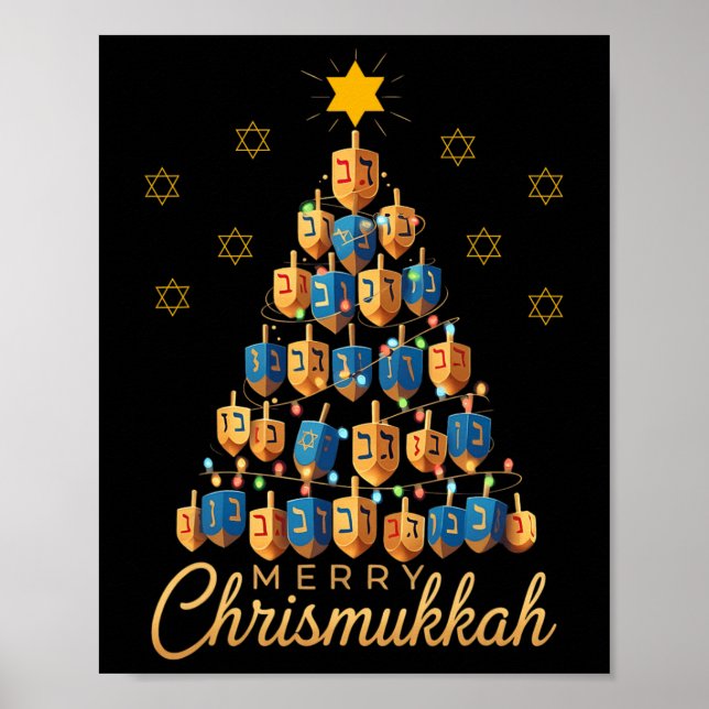 Merry Chrismukkah Happy Chanukkah Dreidel Christma Poster (Front)