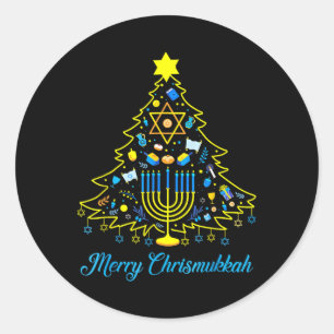 Merry Chrismukkah Happy Chrismukkah Happy Christma Classic Round Sticker