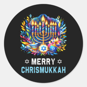Merry Chrismukkah Happy Christmas Christmakkuh Han Classic Round Sticker