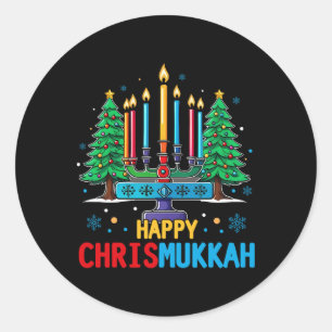 Merry Chrismukkah Happy Christmas Hanukkah 1 Classic Round Sticker