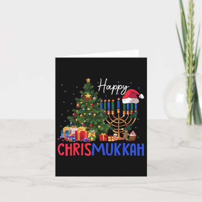Merry Chrismukkah Happy Christmas Hanukkah 2  Card (Front)