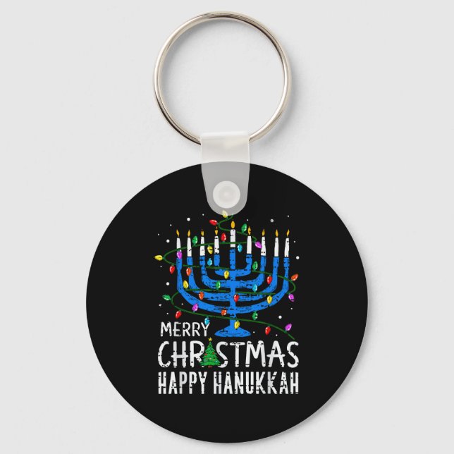 Merry Chrismukkah Happy Christmas Hanukkah Chanuka Key Ring (Front)