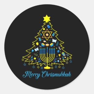 Merry Chrismukkah Happy Christmas Hanukkah Classic Round Sticker