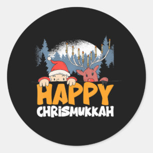 Merry Chrismukkah Happy Christmas Hanukkah Classic Round Sticker