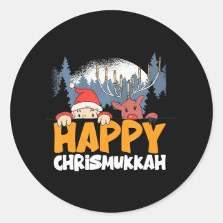 Merry Chrismukkah Happy Christmas Hanukkah Classic Round Sticker