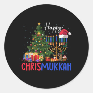 Merry Chrismukkah Happy Christmas Hanukkah Classic Round Sticker