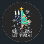 Merry Chrismukkah Happy Christmas Hanukkah Classic Round Sticker<br><div class="desc">Merry Chrismukkah Happy Christmas Hanukkah</div>