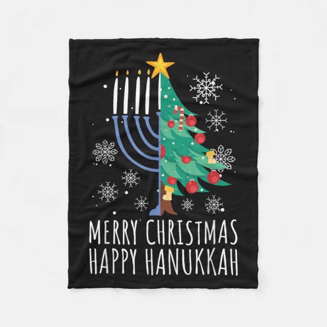 Merry Chrismukkah Happy Christmas Hanukkah  Fleece Blanket (Front)