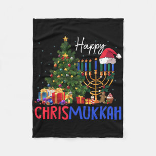 Merry Chrismukkah Happy Christmas Hanukkah Fleece Blanket