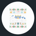 Merry Chrismukkah Happy Hanukkah plus M Classic Round Sticker<br><div class="desc">Merry Chrismukkah Happy Hanukkah plus M</div>