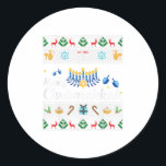 Merry Chrismukkah Happy Hanukkah plus M Classic Round Sticker<br><div class="desc">Merry Chrismukkah Happy Hanukkah plus M</div>